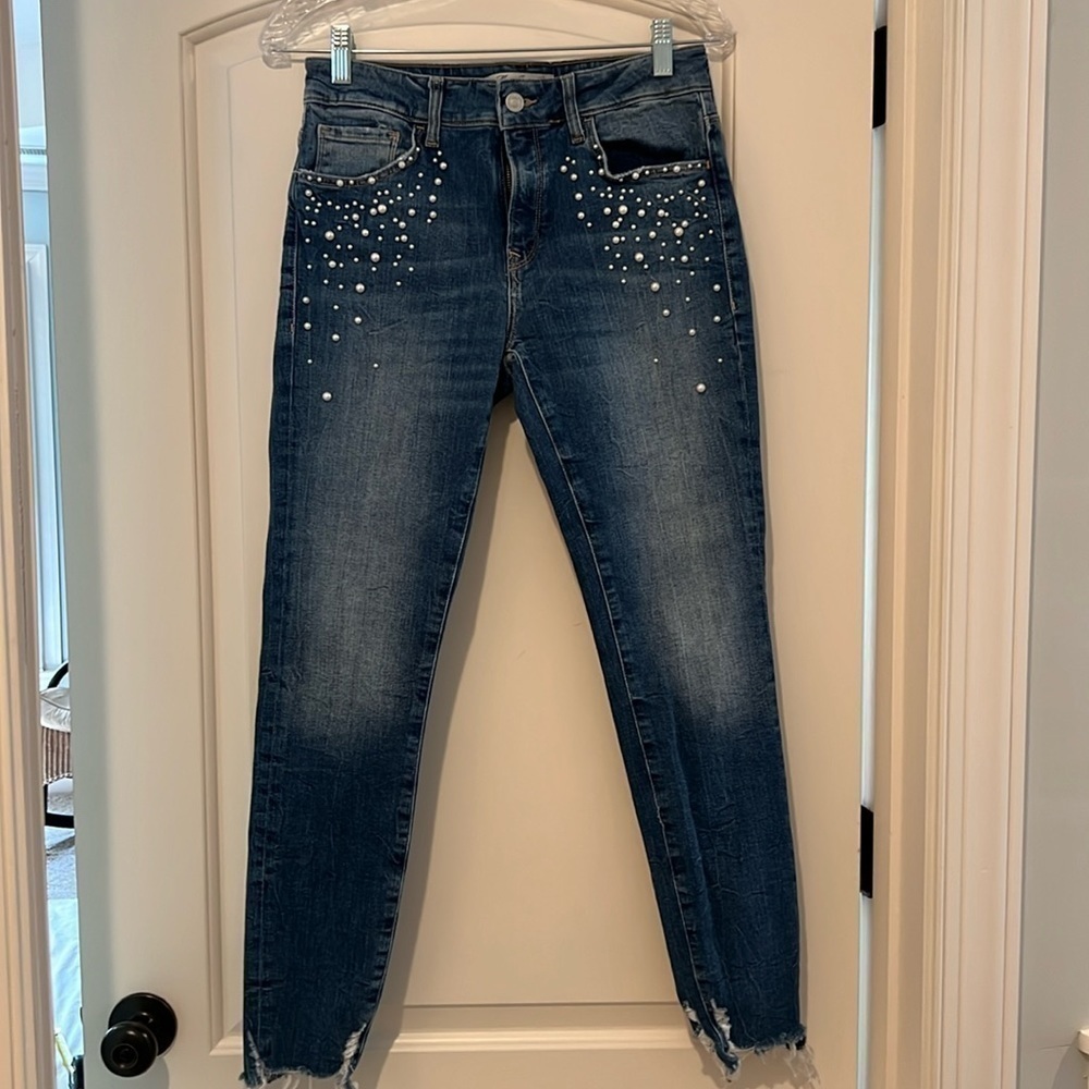 Navi Jeans Co Tess High Rise Skinny Pearl Embellished Jeans. Size 27/29